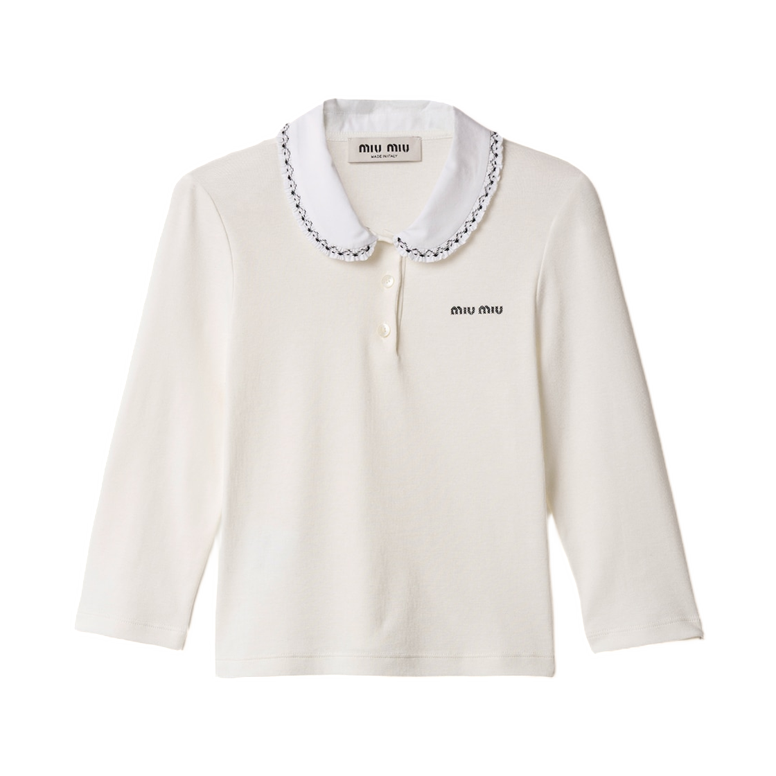 (W) 미우 미우 립드 니트 탑 화이트((W) Miu Miu Ribbed Knit Top White)
