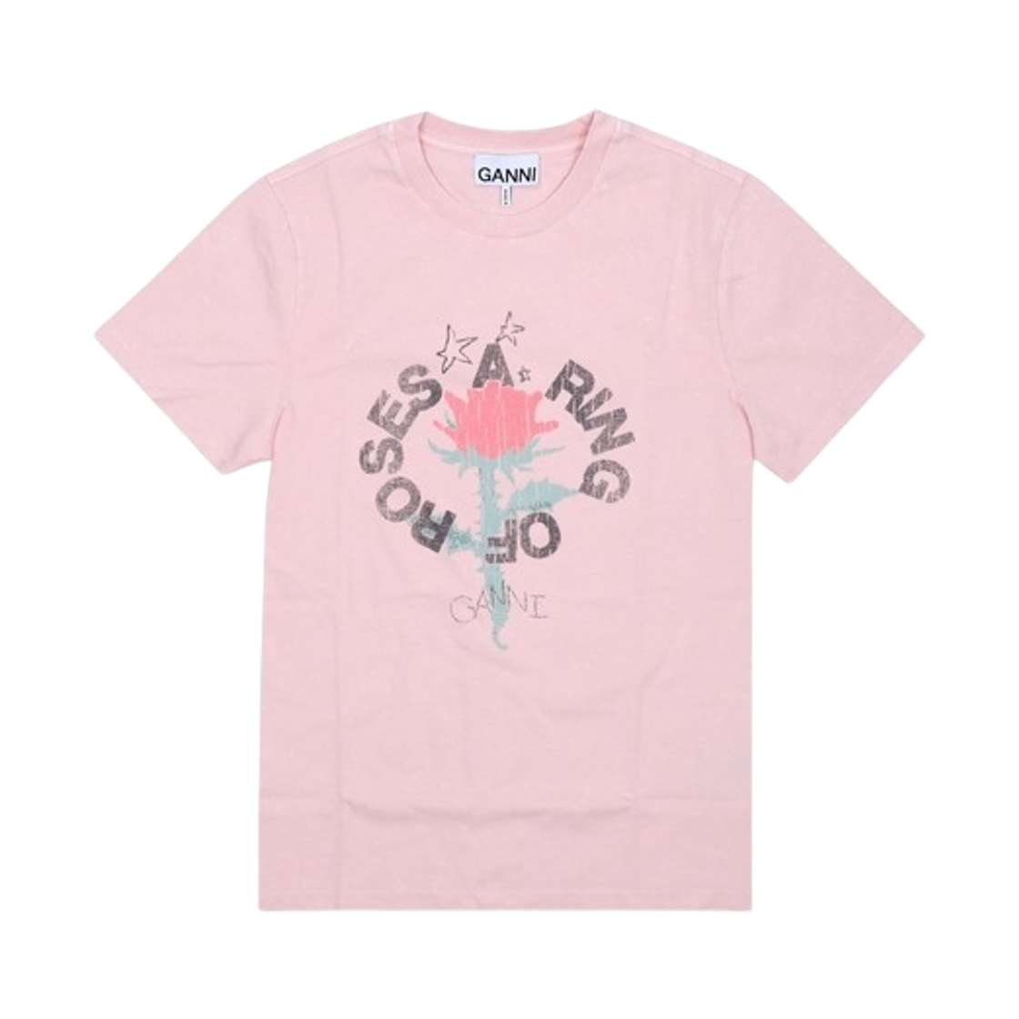A1050152-0BN (W) Ganni Rose T-Shirt Pink