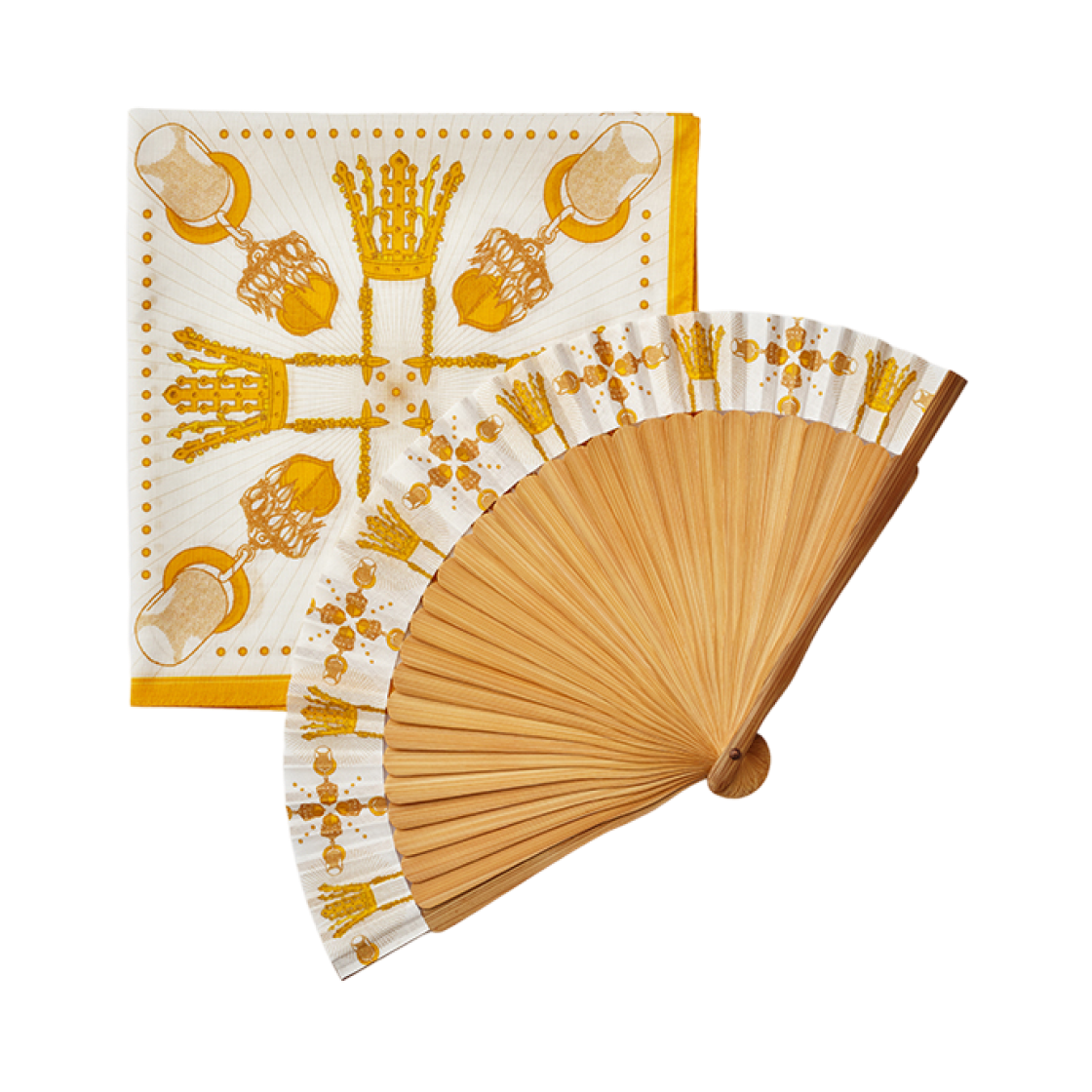 뮷즈 신라 금관 부채 & 손수건 세트(MU:DS Silla Gold Crown Folding Fan & Handkerchief Set)