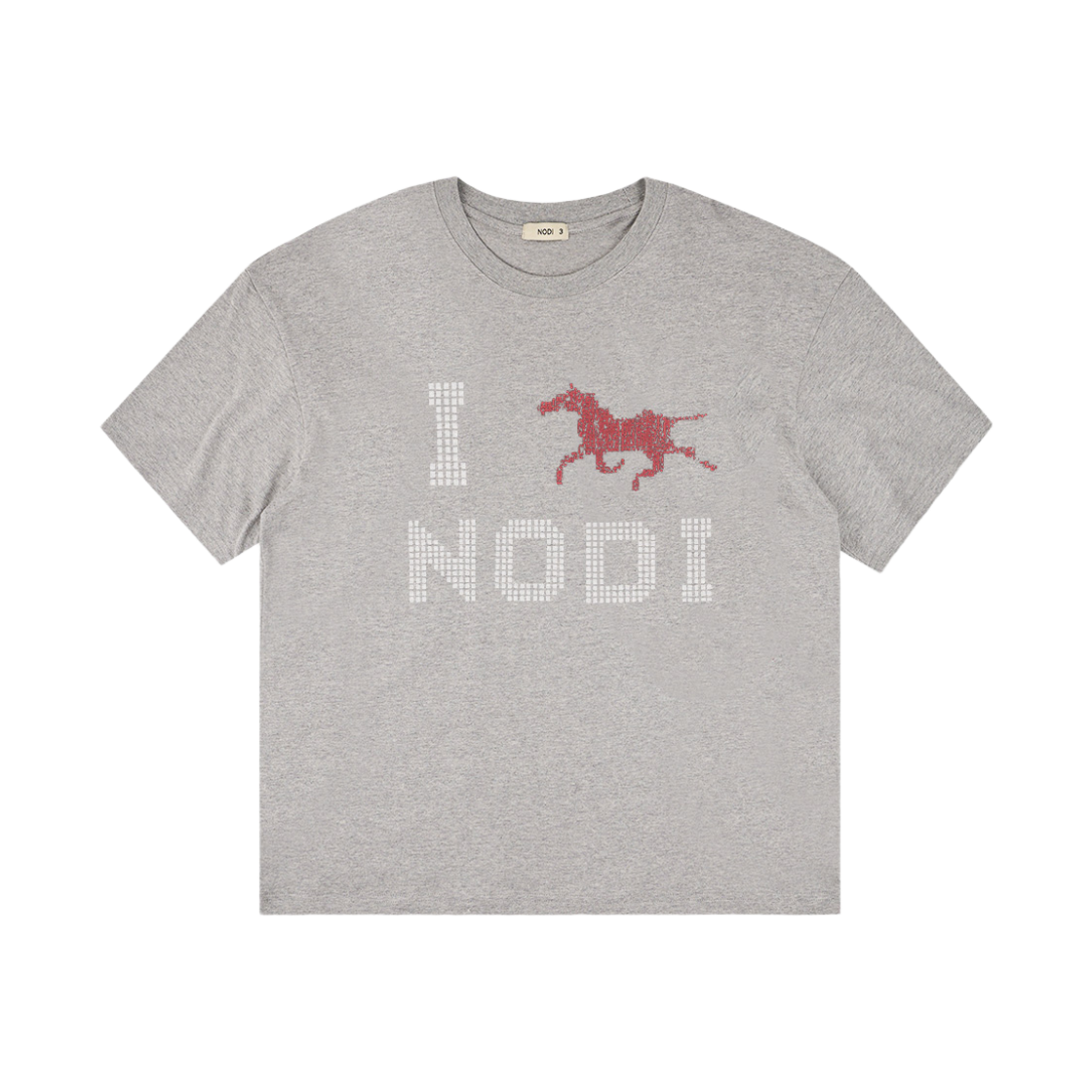 노디 시스템 에러 호스 크롭 티 멜란지 그레이(NODI System Error Horse Crop Tee melange gray)