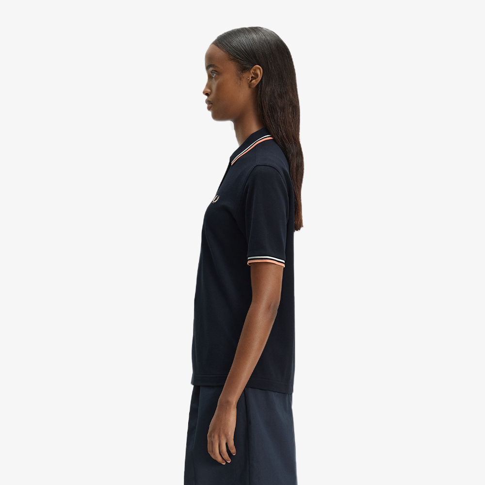 프레드페리 G3600 우먼즈 트윈 팁 프레드페리 셔츠 네이비 스노우화이트 피치(Fred Perry G3600 Womens Twin Tipped Fred Perry Shirt Navy Snow White Peach) - 3