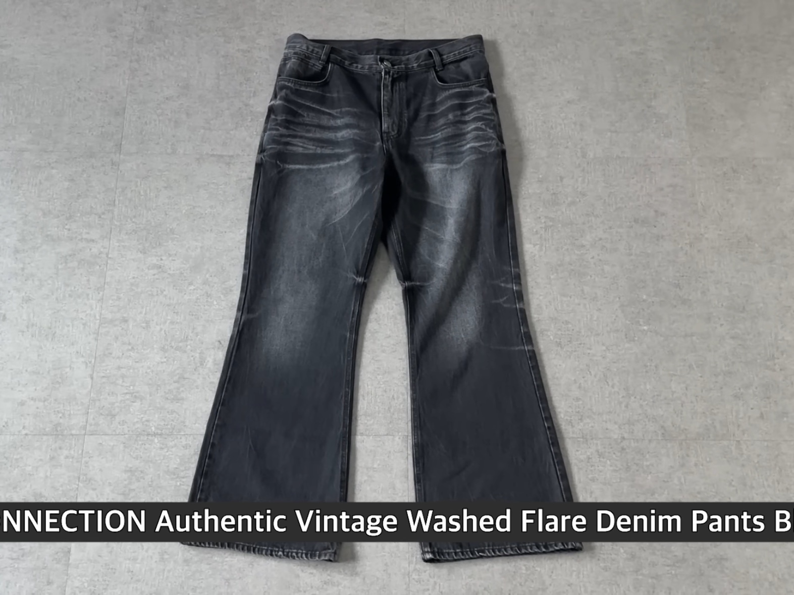 AX CONNECTION Authentic Vintage Washed Flare Denim Pants Black 착용 스타일 - 3