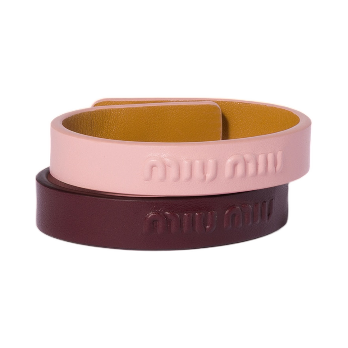 5IB826-2G9Q-F04Q7 Miu Miu Leather Bracelets Bordeaux Peach