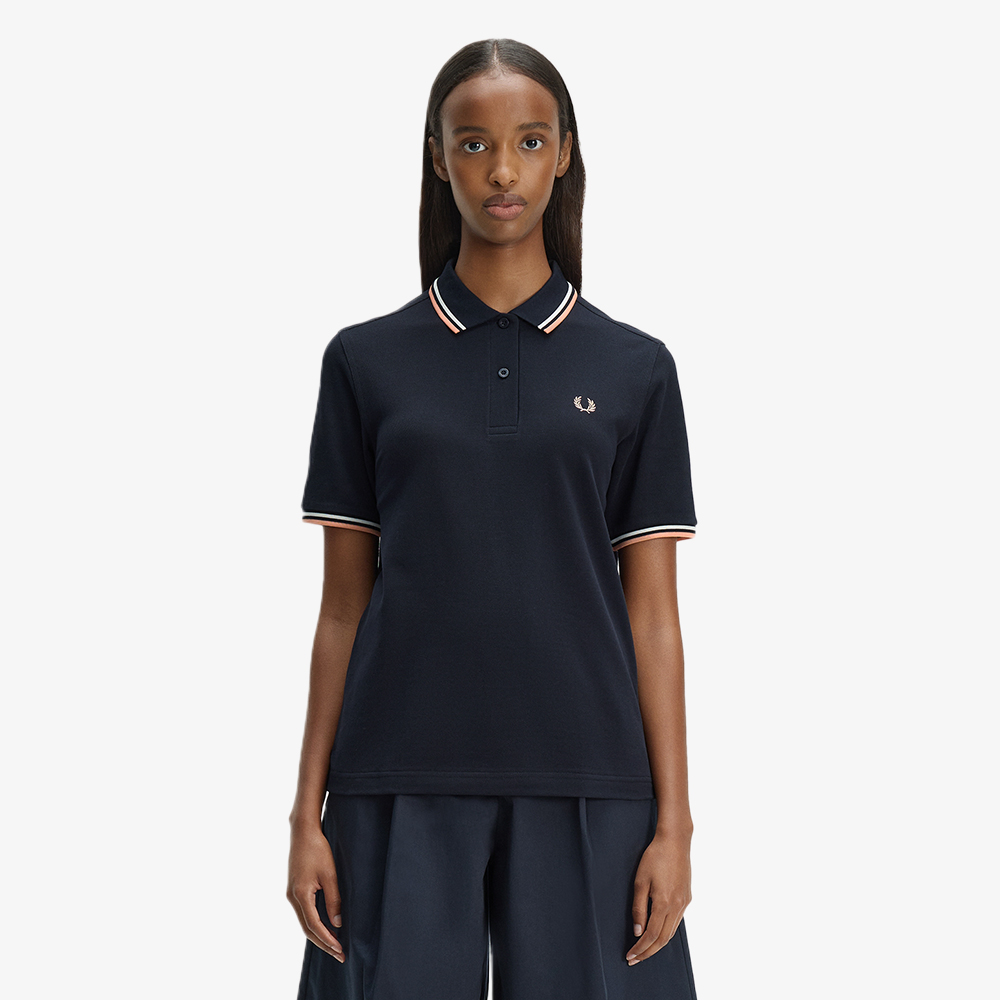 프레드페리 G3600 우먼즈 트윈 팁 프레드페리 셔츠 네이비 스노우화이트 피치(Fred Perry G3600 Womens Twin Tipped Fred Perry Shirt Navy Snow White Peach) - 2