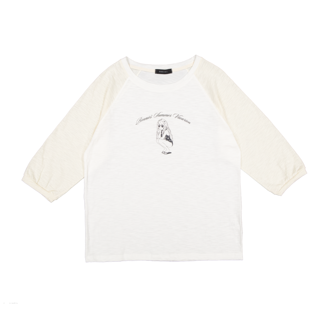 쿠키시 보니 투톤 슬럽 나그랑티 - 아이보리/크림(Kookeesee Bonnie Two Tone Slub Raglan Tee - Ivory/Cream)