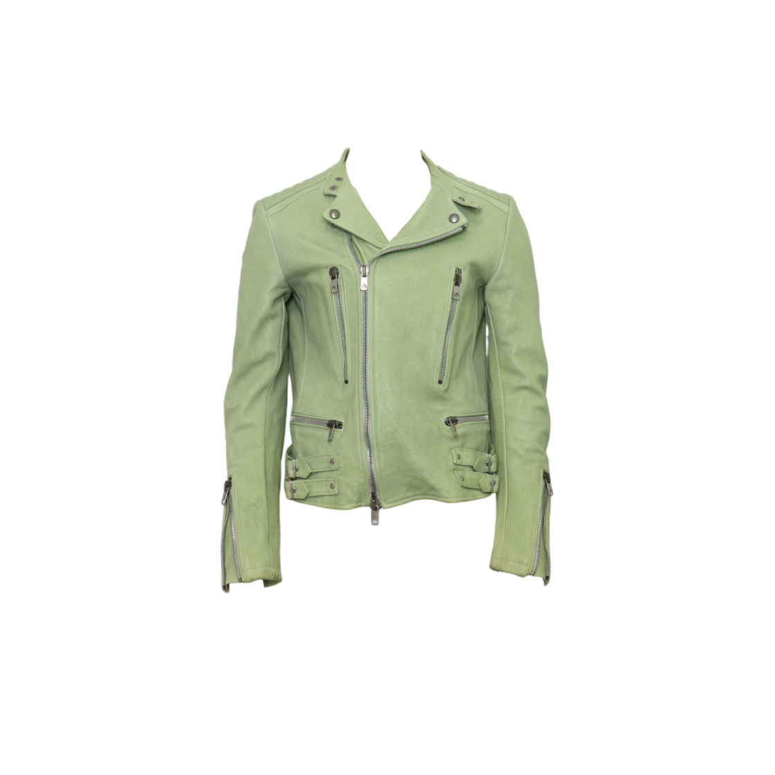 ITCQ82V67U3E DIESEL Black Gold Green Leather Biker Jacket
