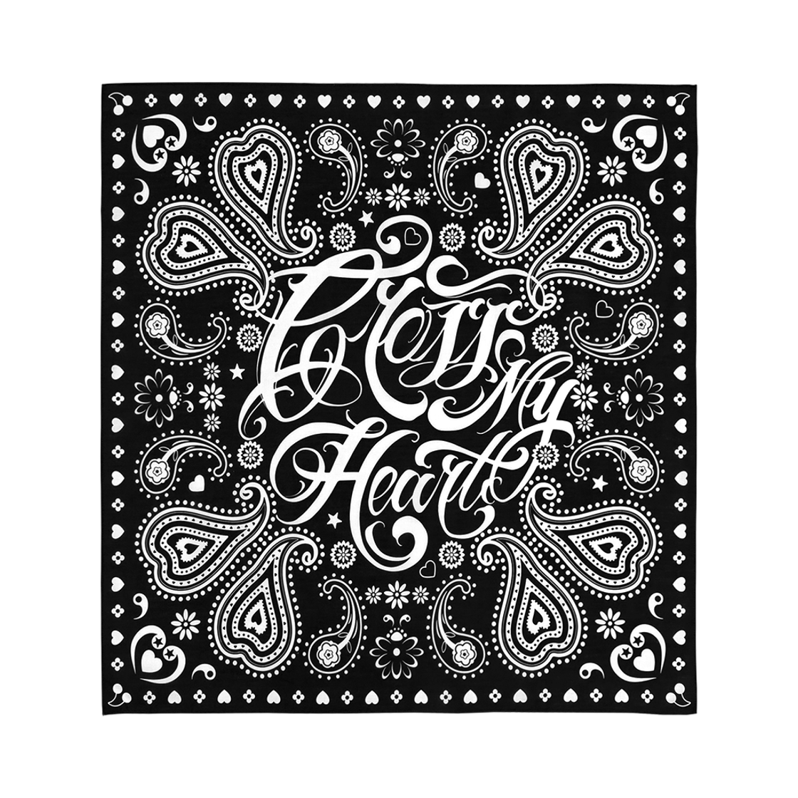 체리드라이버 크로스 마이 하트 페이즐리 반다나 미드나잇 블랙(Cherry Driver Cross My Heart Paisley Bandana Midnight Black)