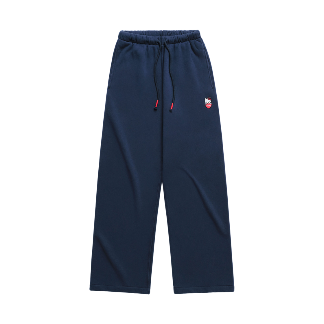 (W) 매드해피 x 헬로 키티 하트 미드웨이트 스트레이트 스웨트팬츠 네이비((W) Madhappy x Hello Kitty Heart Midweight Straight Sweatpant Navy)