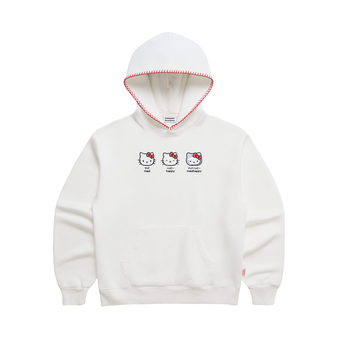 (W) 매드해피 x 헬로 키티 이모션스 미드웨이트 후드 화이트((W) Madhappy x Hello Kitty Emotions Midweight Hoodie White)