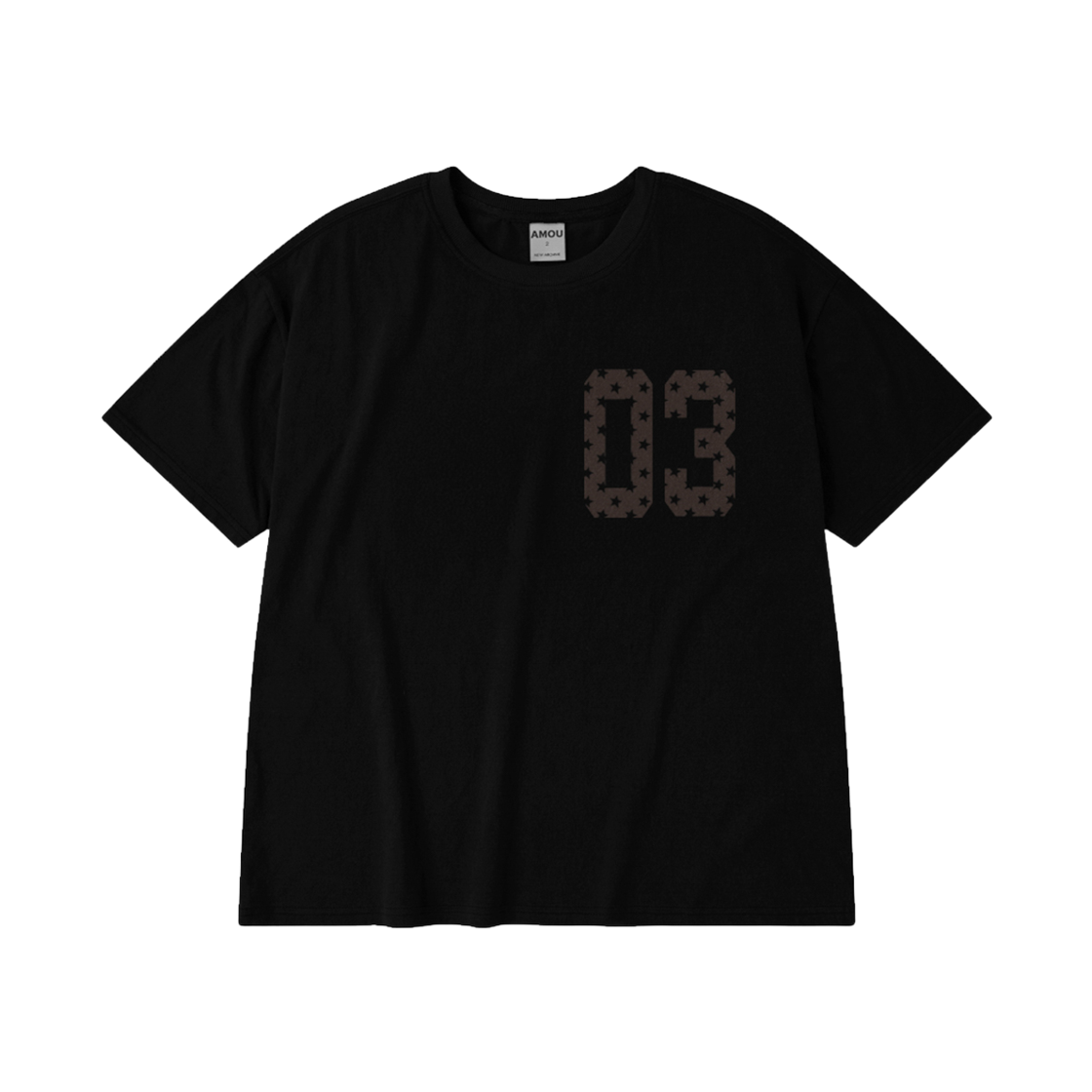 아모우 03 하프 티셔츠 블랙(AMOU 03 Half T-Shirts Black)