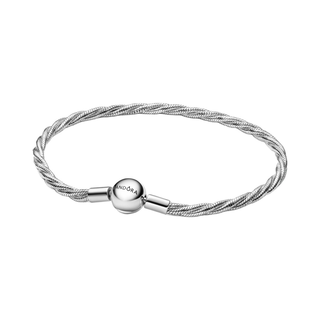 593757C00 (W) Pandora Round (W) Pandora Clasp Twisted Snake Chain Sterling Silver