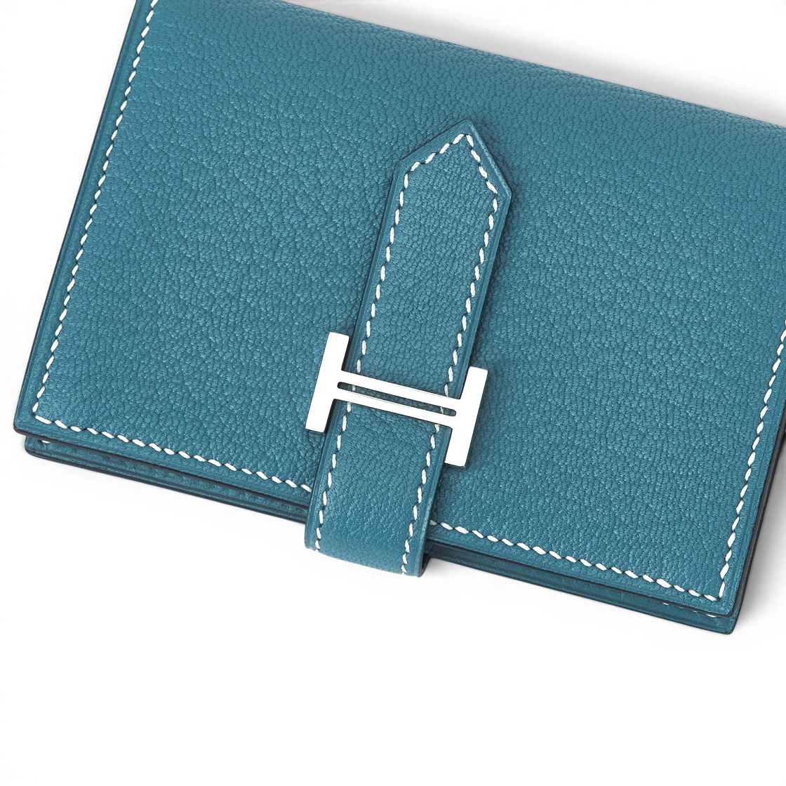 에르메스 베안 미니 월렛 미조레 고트스킨 & 팔라듐 하드웨어 뉴 블루 진(Hermes Bearn Mini Wallet Mysore Goatskin & Palladium New Bleu Jean) - 4