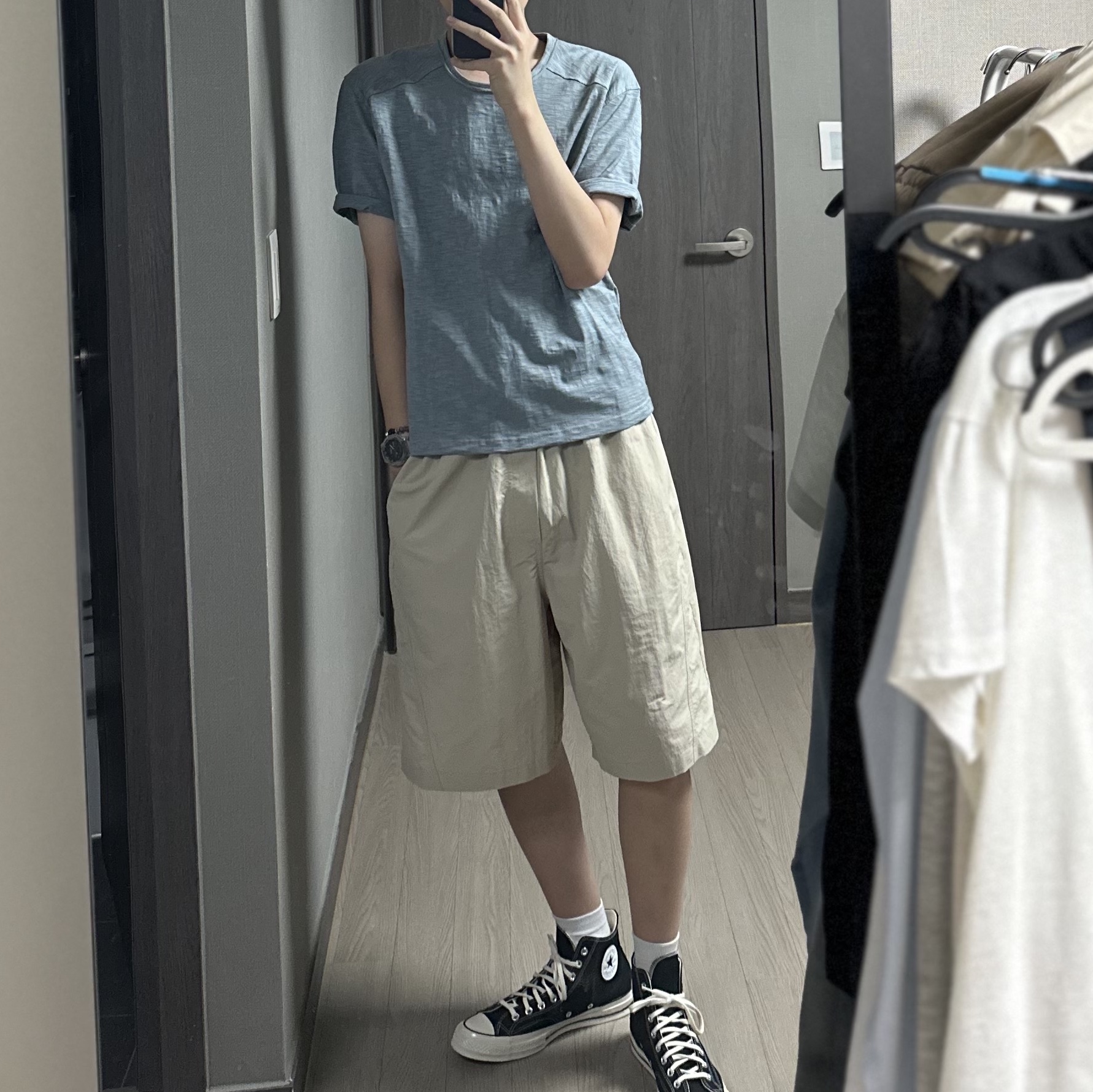 Converse Chuck 70 Hi Black, Casio G-Shock GA-2100SKE-7A 착용 스타일 - 1