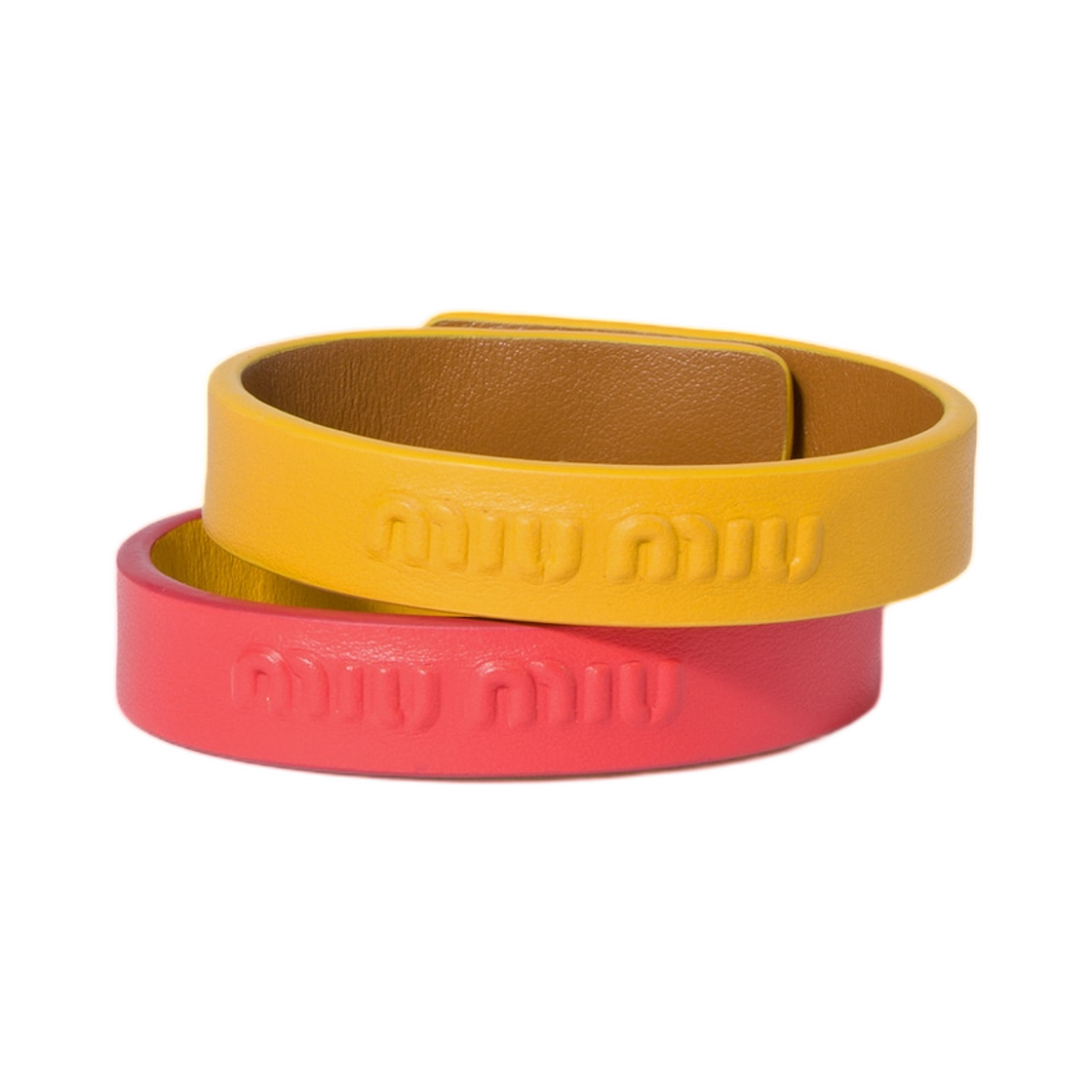 5IB826-2G9Q-F05Q4 Miu Miu Leather Bracelets Coral Sun Yellow