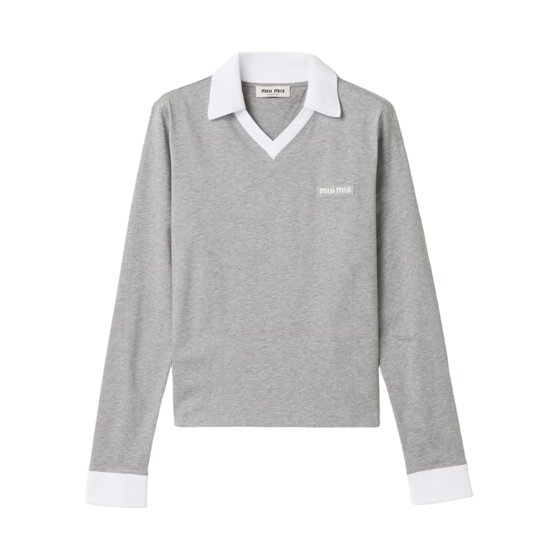 미우 미우 저지 폴로 셔츠 그레이 화이트(Miu Miu Jersey Polo Shirt Gray White)