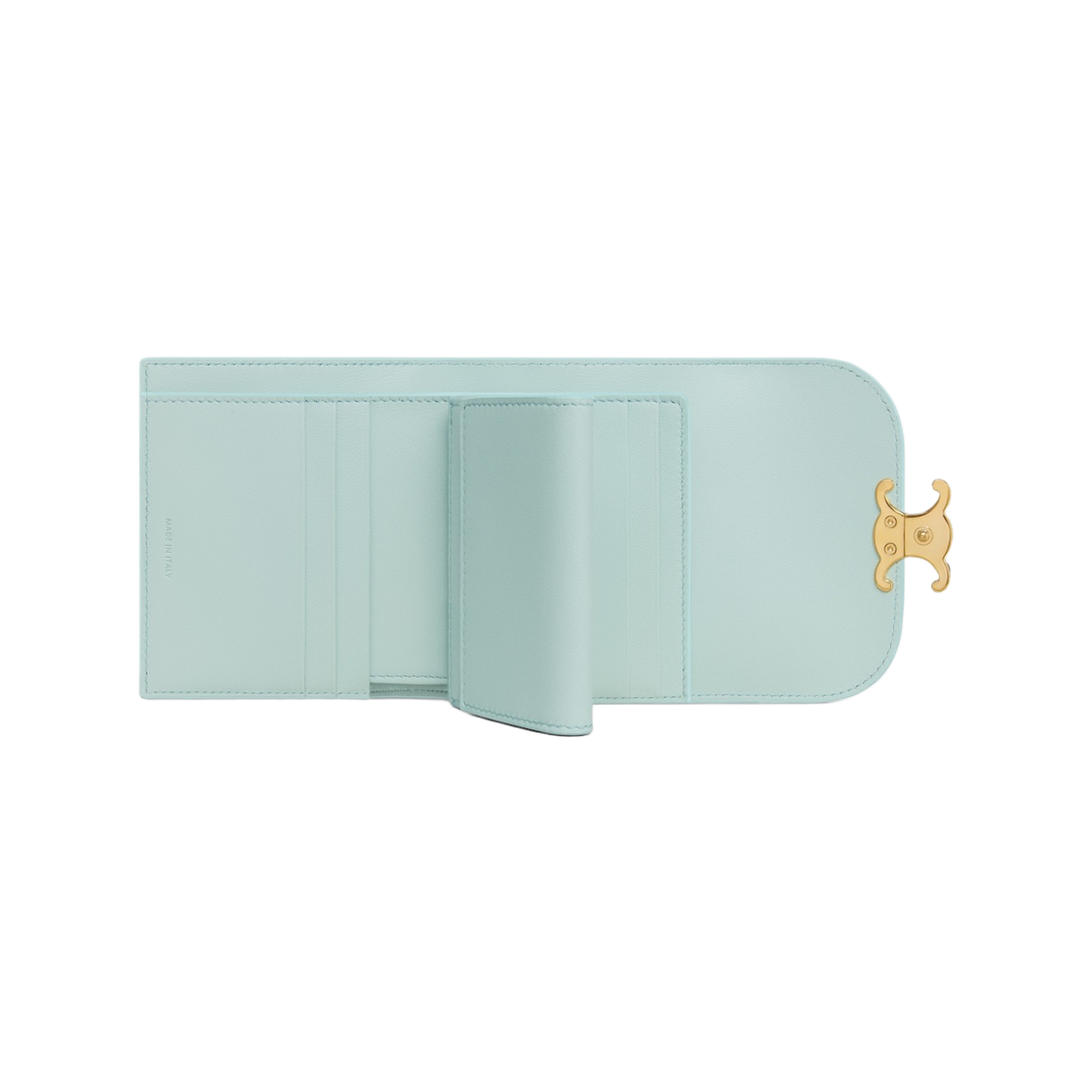 셀린느 스몰 플랩 월렛 트리옹프 샤이니 카프스킨 파우더 블루(Celine Small Flap Wallet Triomphe in Shiny Calfskin Powder Blue) - 2