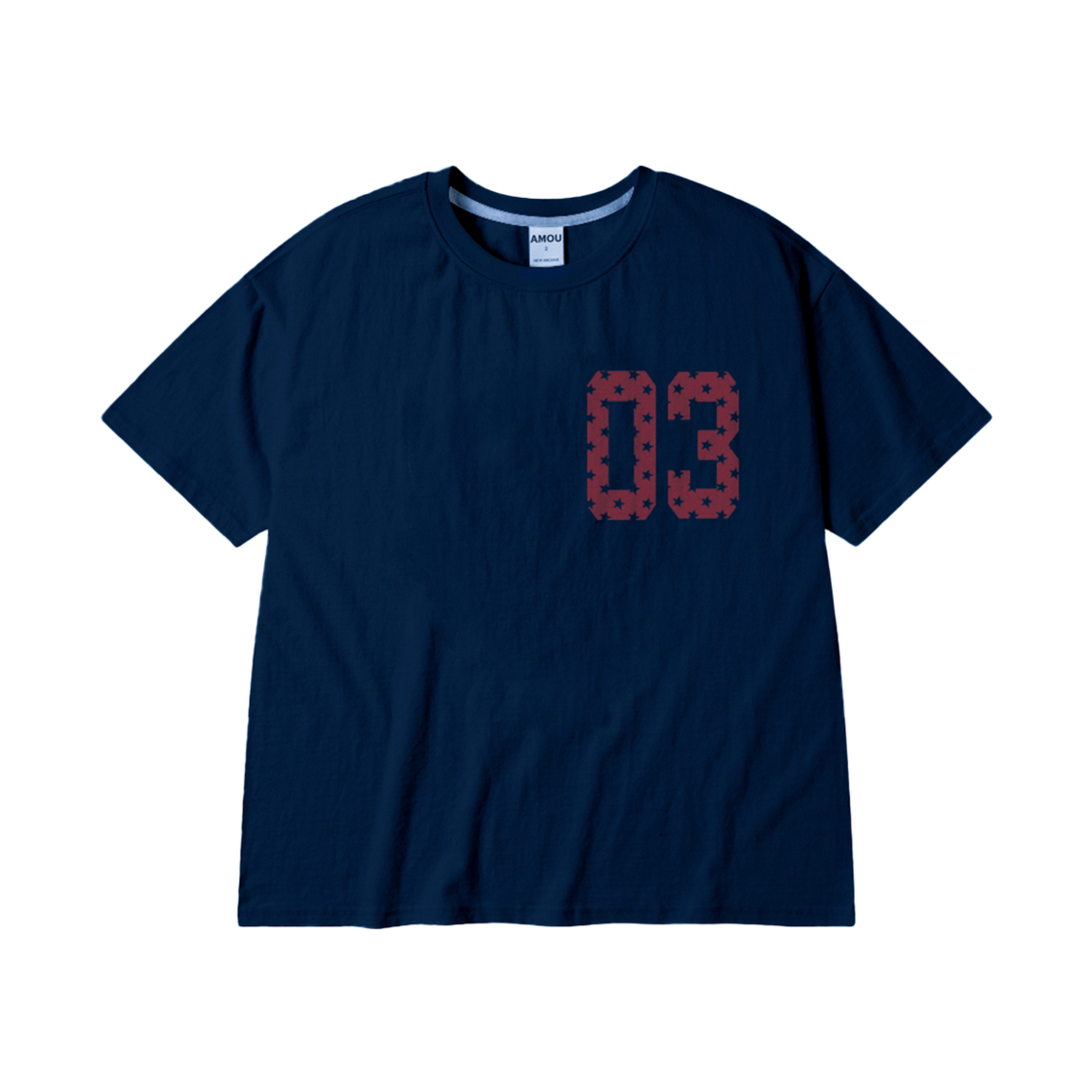 아모우 03 하프 티셔츠 네이비(AMOU 03 Half T-Shirts Navy) - 1