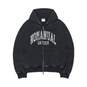 NOMANUAL C.A Vintage Hooded Zip-up Washed Black