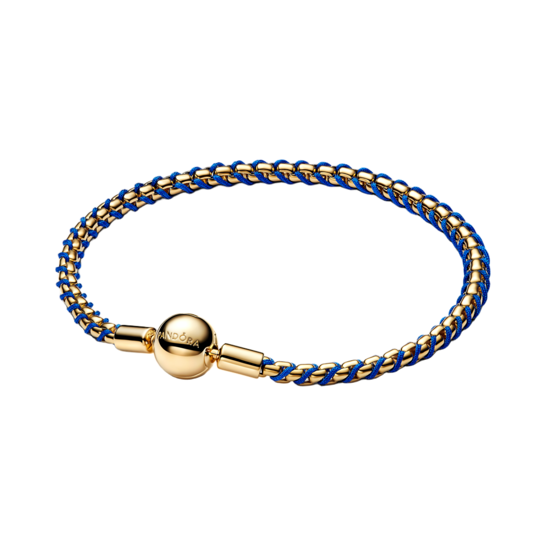 563816C02 (W) Pandora Blue Cord Box Chain Bracelet 14K Gold Plated
