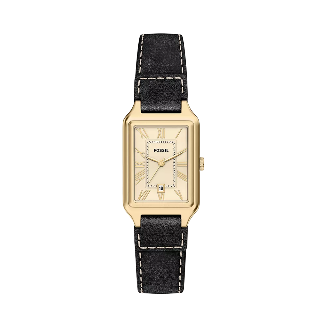 (W) 파슬 라켈 쿼츠 쓰리핸드 데이트 23mm 레더 크림 블랙((W) Fossil Raquel Quartz Three-Hand Date 23mm Leather Cream Black)