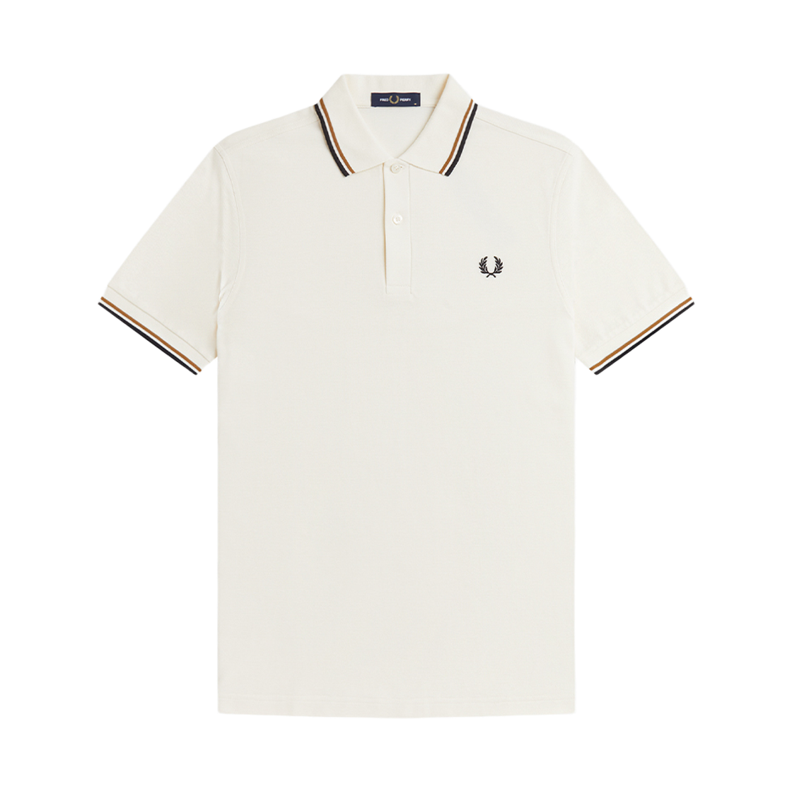 프레드페리 M3600 트윈 팁 프레드페리 셔츠 에크루 다크카라멜 블랙(Fred Perry M3600 Twin Tipped Fred Perry Shirt Ecru Dark CARMEL Black)