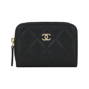 Chanel Classic Zipped Coin Purse Grained Calfskin & Gold Black