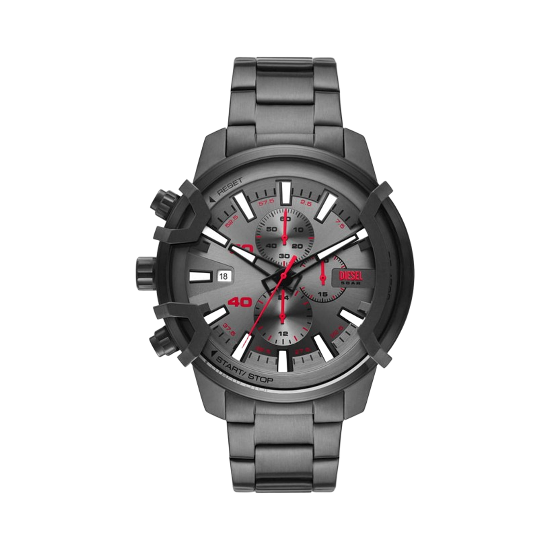 디젤 Dz4586 그리프드 크로노그래프 건메탈톤 쿼츠 48mm 스테인리스 스틸 그레이(Diesel Dz4586 Griffed Chronograph Gunmetal-Tone Quartz 48mm Stainless Steel Grey)