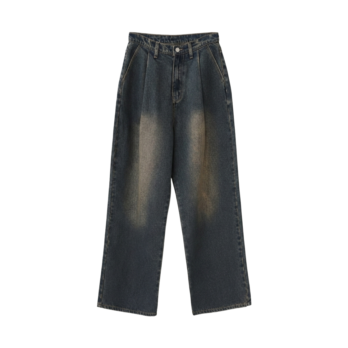 GW3949-블루 GCLIP Vintage Brush Washing Pintuck Wide Denim Pants Blue