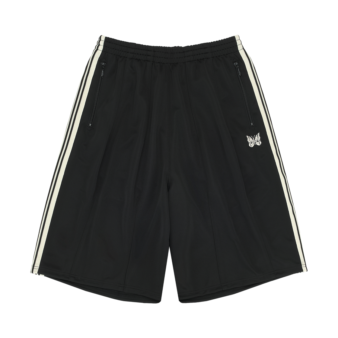 니들스 x LHP H.D. 트랙 팬츠 쇼츠 폴리 스무스 블랙 화이트(Needles x LHP H.D. Track Pants Shorts Poly Smooth Black White)
