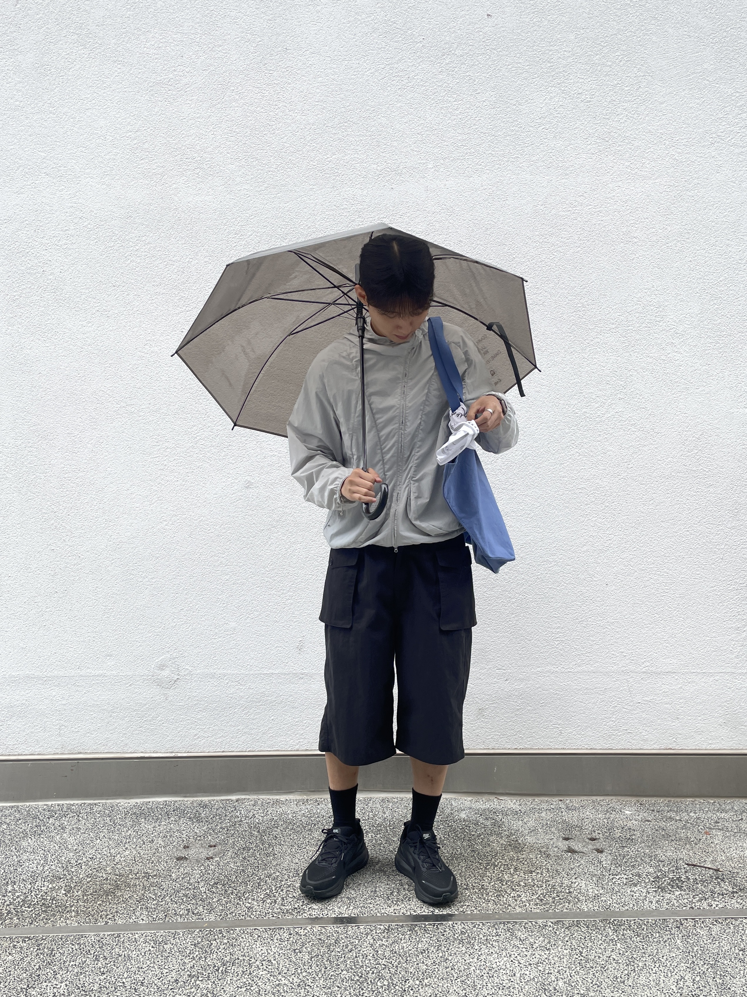Millo Archive Shell Core Utility Jacket Sky Blue, Millo Archive Shell Core Utility Jacket Blue Gray 착용 스타일 - 2