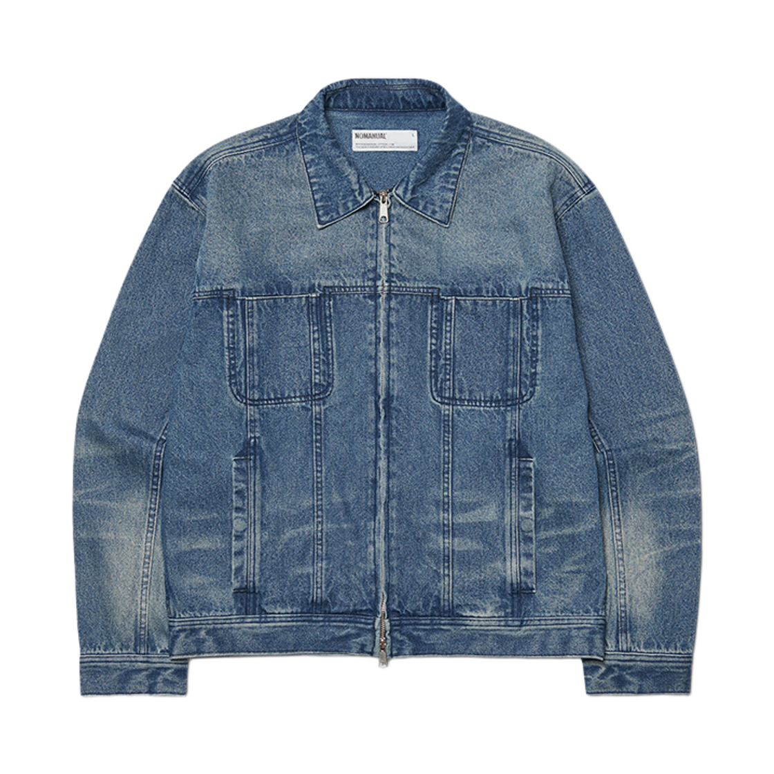 NMWF52JK06WBL NOMANUAL Washed Denim Trucker Jacket Washed Blue