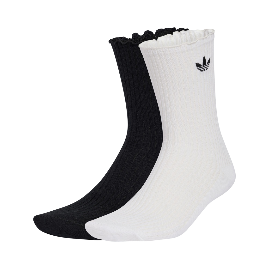 KR4222 Adidas Original Ruffle Crew Socks Black White (2 Pack)