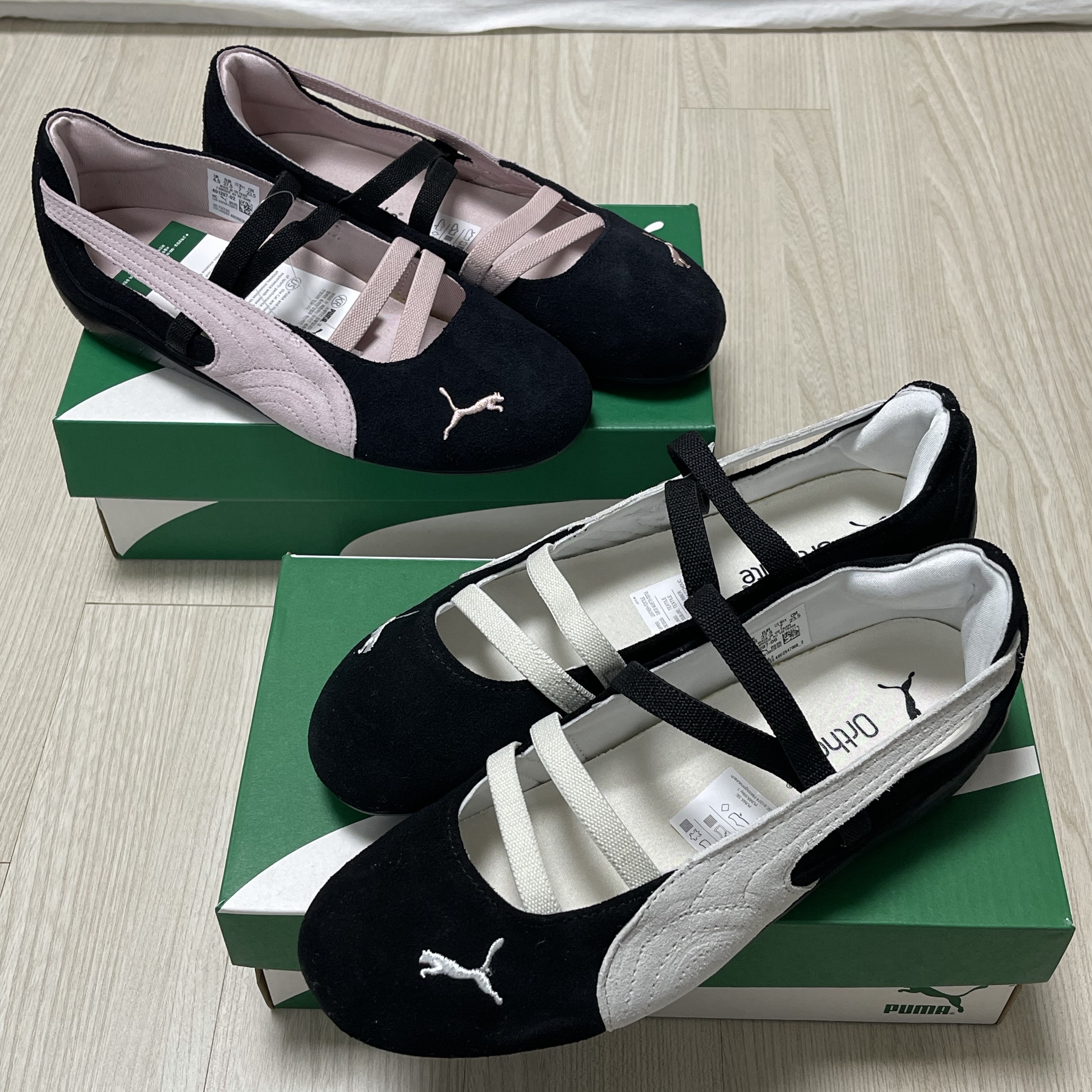 (W) Puma Speedcat Ballet Suede Puma Black Puma White 착용 스타일