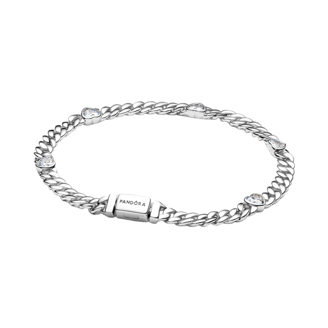 594226C01 (W) Pandora Heart Curb Chain Bracelet Sterling Silver Cubic Zirconia