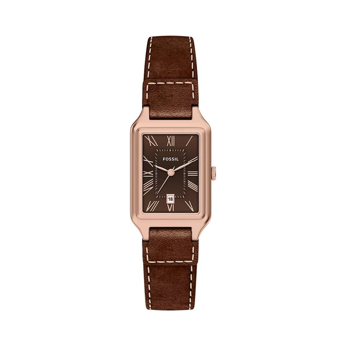 (W) 파슬 라켈 쿼츠 쓰리핸드 데이트 23mm 레더 브라운((W) Fossil Raquel Quartz Three-Hand Date 23mm Leather Brown)