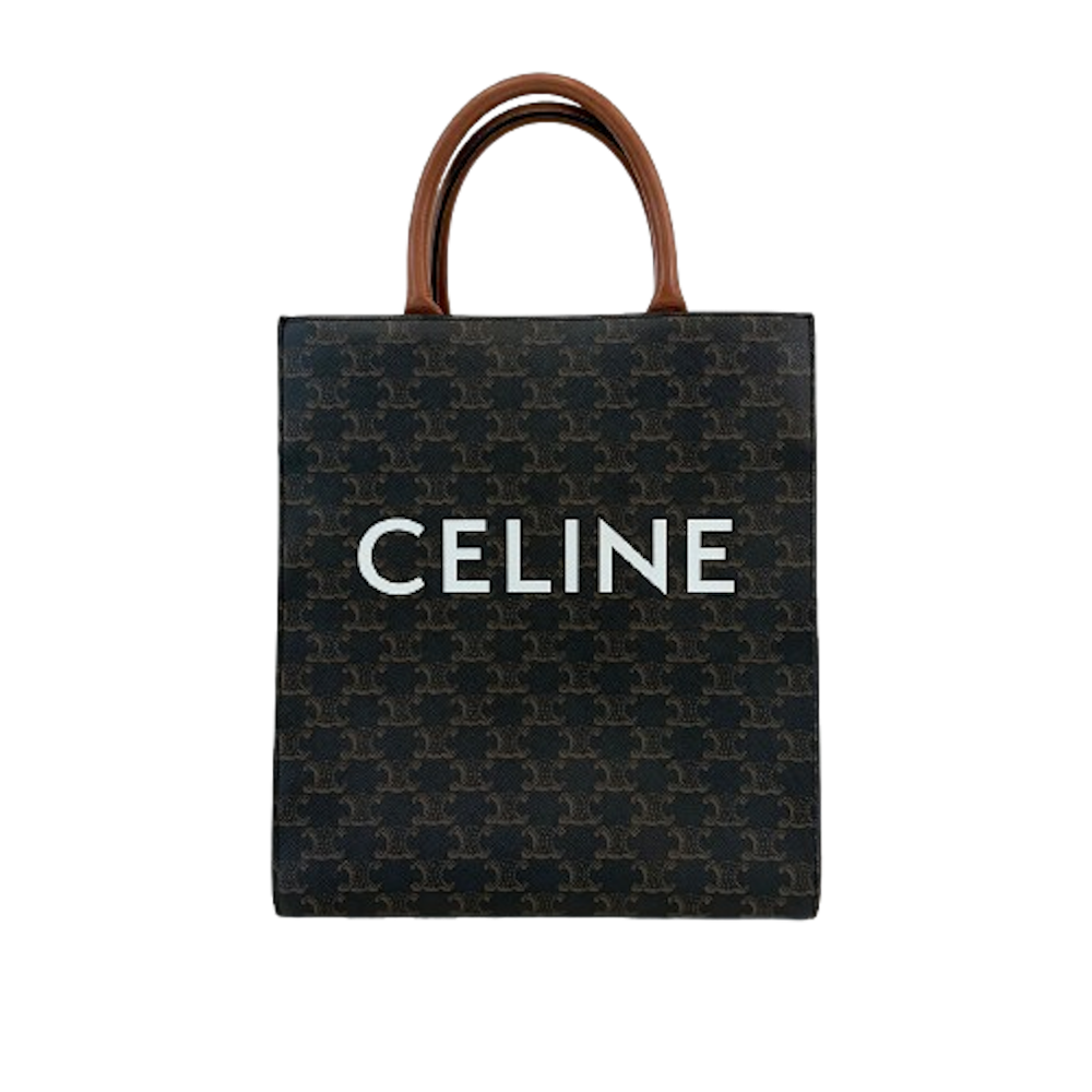 ITPD2E3N5UMS Celine Small Cabas Vertical Triomphe Canvas Calfskin Tote in Tan