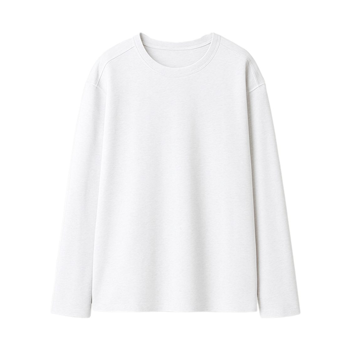GC수피마 절개 긴팔티-화이트 GCLIP Crew Neck Cut Loose Fit Long Sleeve T-Shirt White