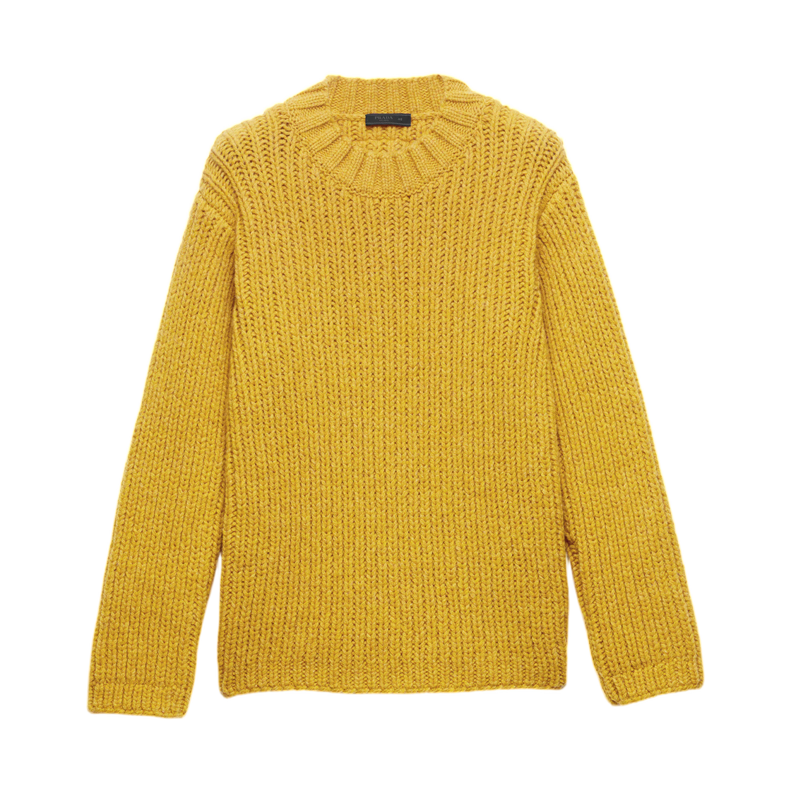 UMF435-198T-F0080 Prada Shetland Wool Crew-Neck Sweater Maize Yellow