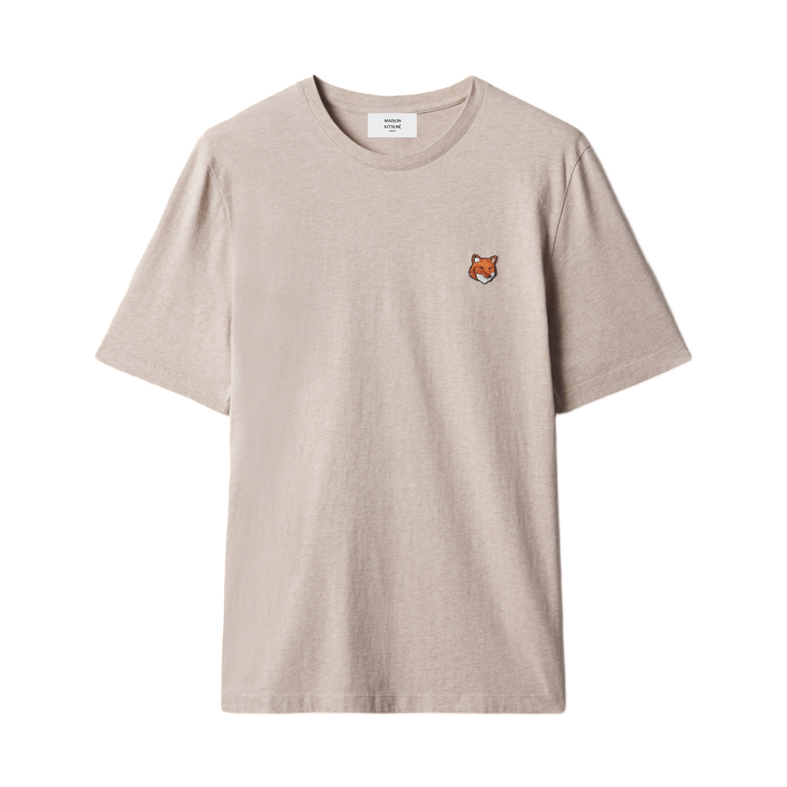 PM00107KJ7026-0604 Maison Kitsune Fox Head Regular T-Shirt Clear Beige Melange