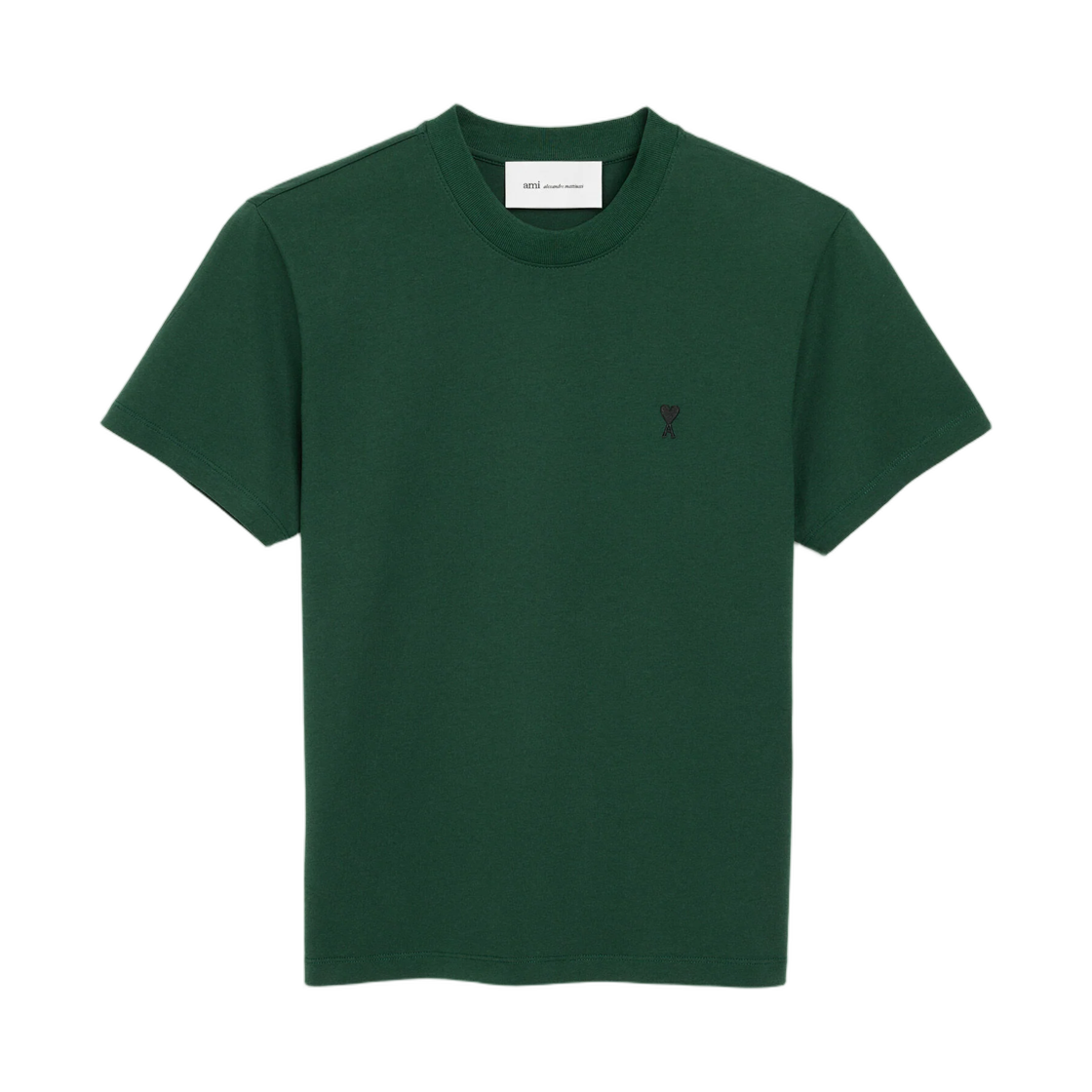 HTS346-724-A258 AMI Green Cotton T-Shirt with Ami De Coeur Bottle Green Black