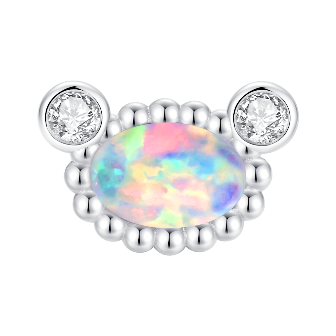 위민 베어 젬스톤 이어링 실버 - 26FW(Yvmin Bear Gemstone Earring Silver - 26FW)