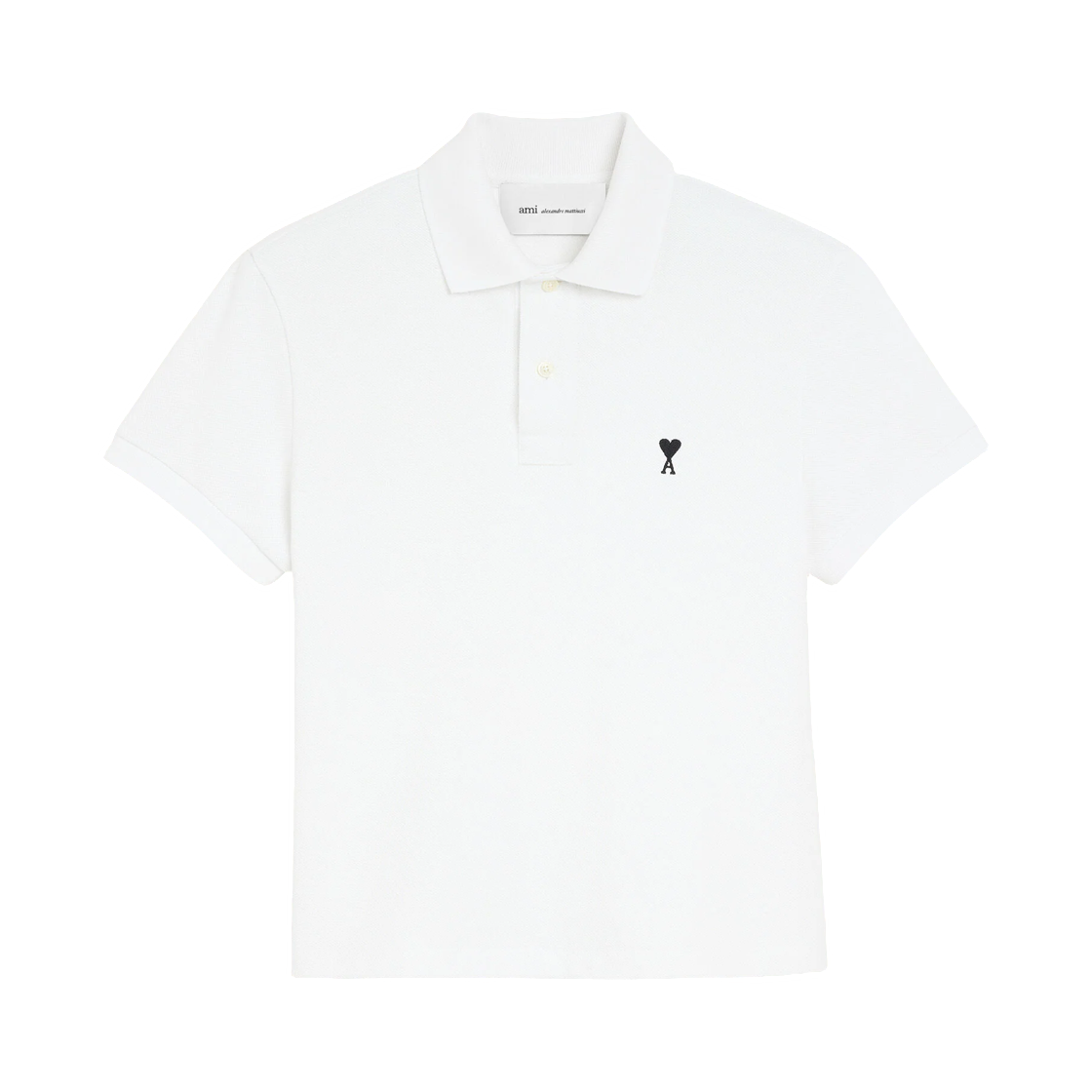 FPL454-760-101 (W) AMI White Cotton Polo with Ami De Coeur White Black