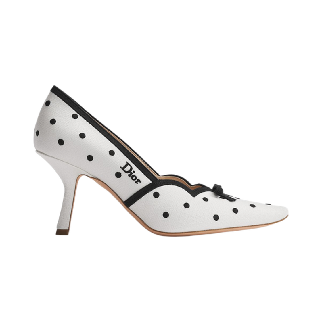 KDV691PEN-S05W (W) Dior Romance Pumps Cotton With Polka Dior Embroidery White Black