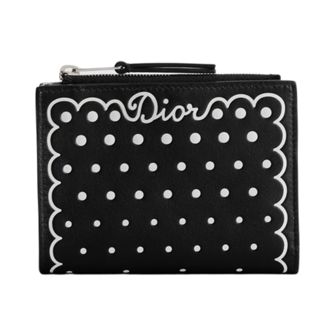 S2403PIZT-M45I Dior Dahlia Wallet Calfskin With Debossed Polka Dior Motif Black White