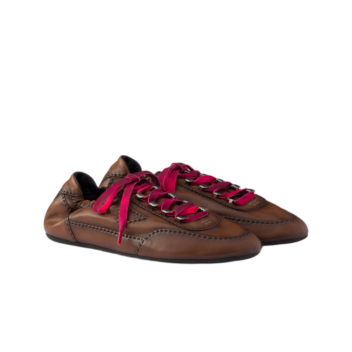 프라다 컬랩스 앤틱 나파 레더 스니커즈 후크 오크(Prada Collapse Antiqued Nappa Leather Sneakers with Hooks Oak) - 2