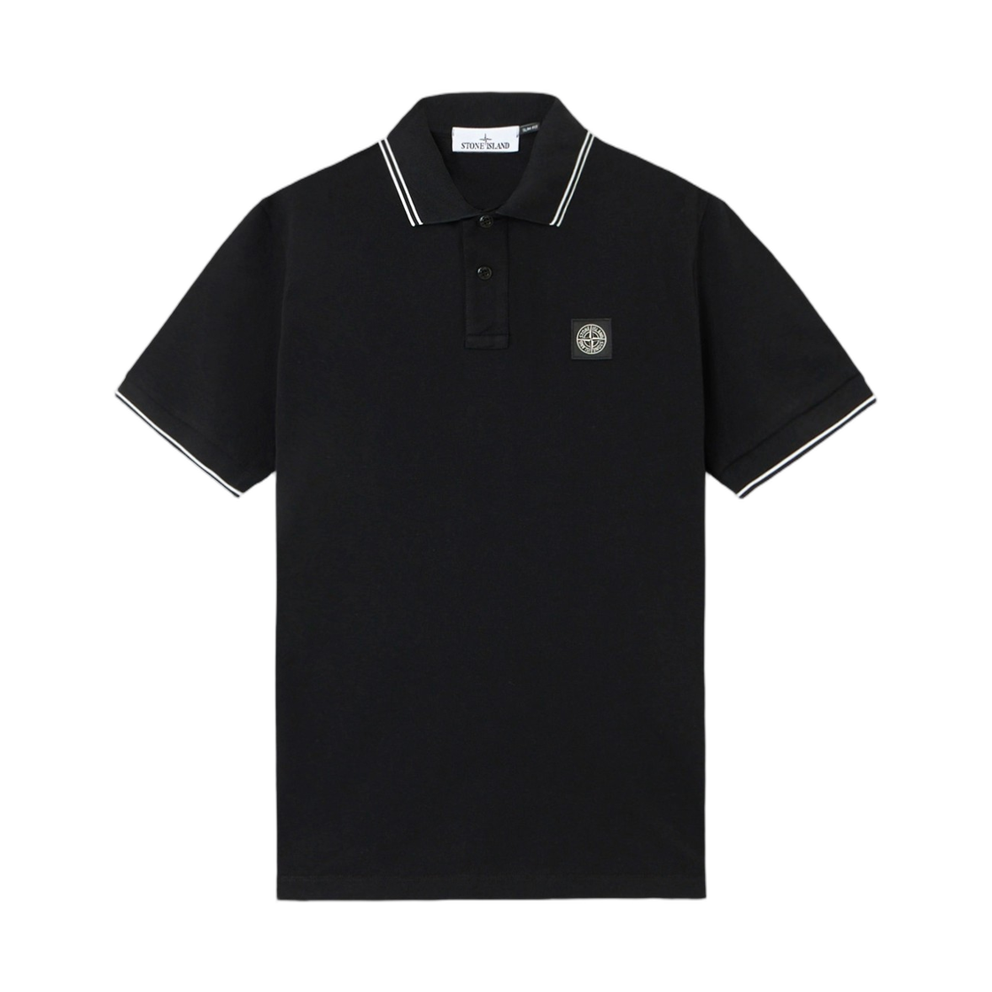 L2S1522000-10S0018-V0029 Stone Island 2200010 Organic Cotton Pique with Stretch Slim-Fit Short-Sleeve Polo with Compass Patch Black - 26FW