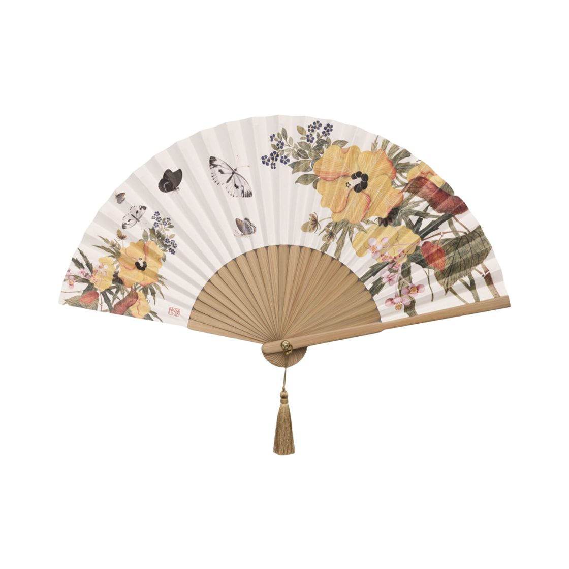 뮷즈 접이 부채 남일호 노란꽃(MU:DS Folding Fan Nam Il-ho Yellow Flowers)