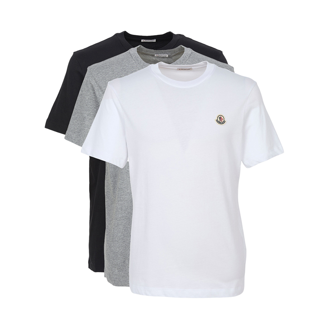 L2-091-8C00042-829H8-3P1 Moncler Logo Patch Cotton T-Shirt White Black (3 Pack) - 26FW