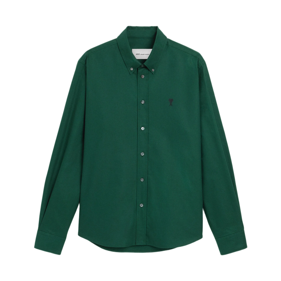 HSH878-CO0210-312 AMI Green Cotton Shirt with Ami De Coeur Bottle Green