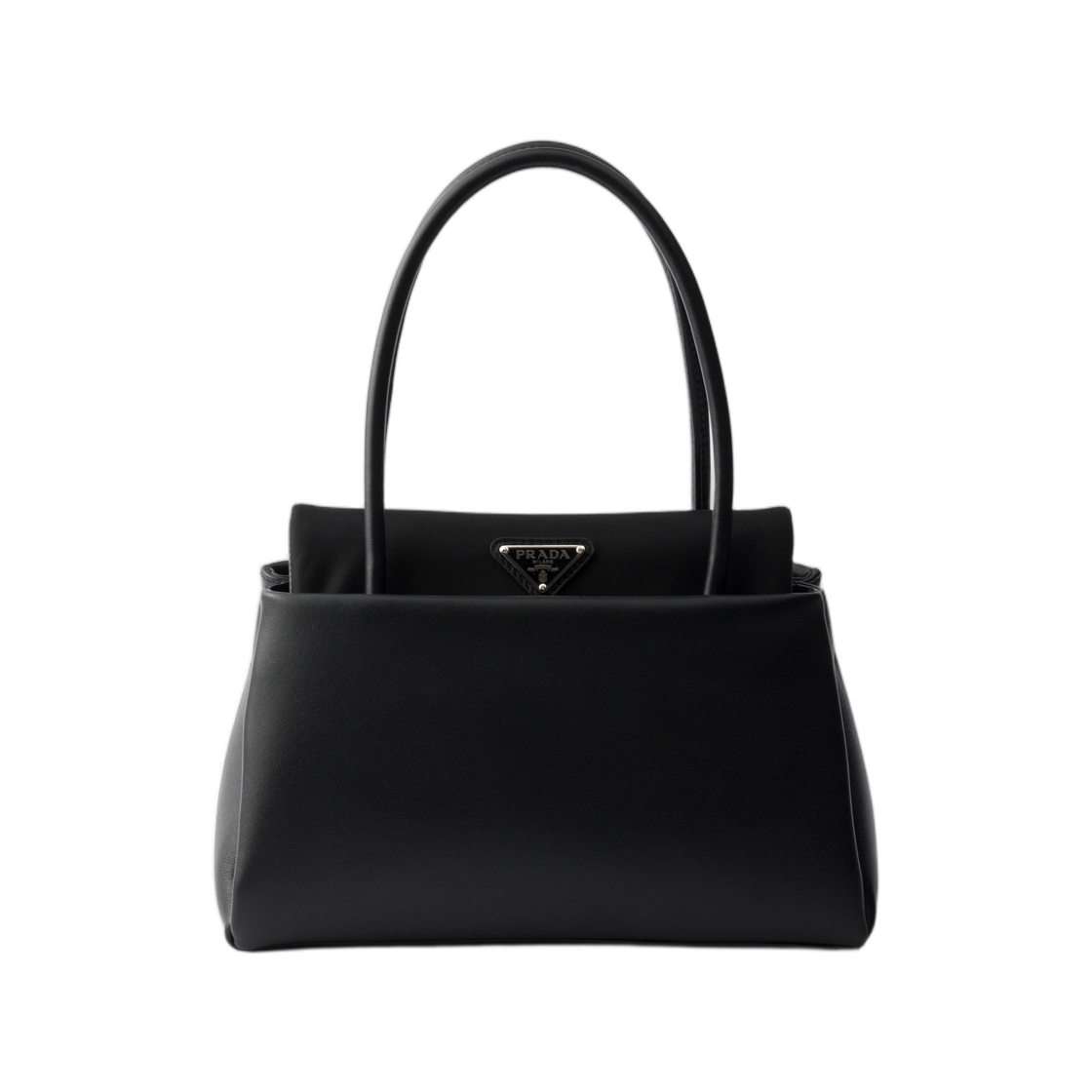 1BA501-2G52-F0002 Prada Passage Small Leather Bag with Re-Nylon Flap Black
